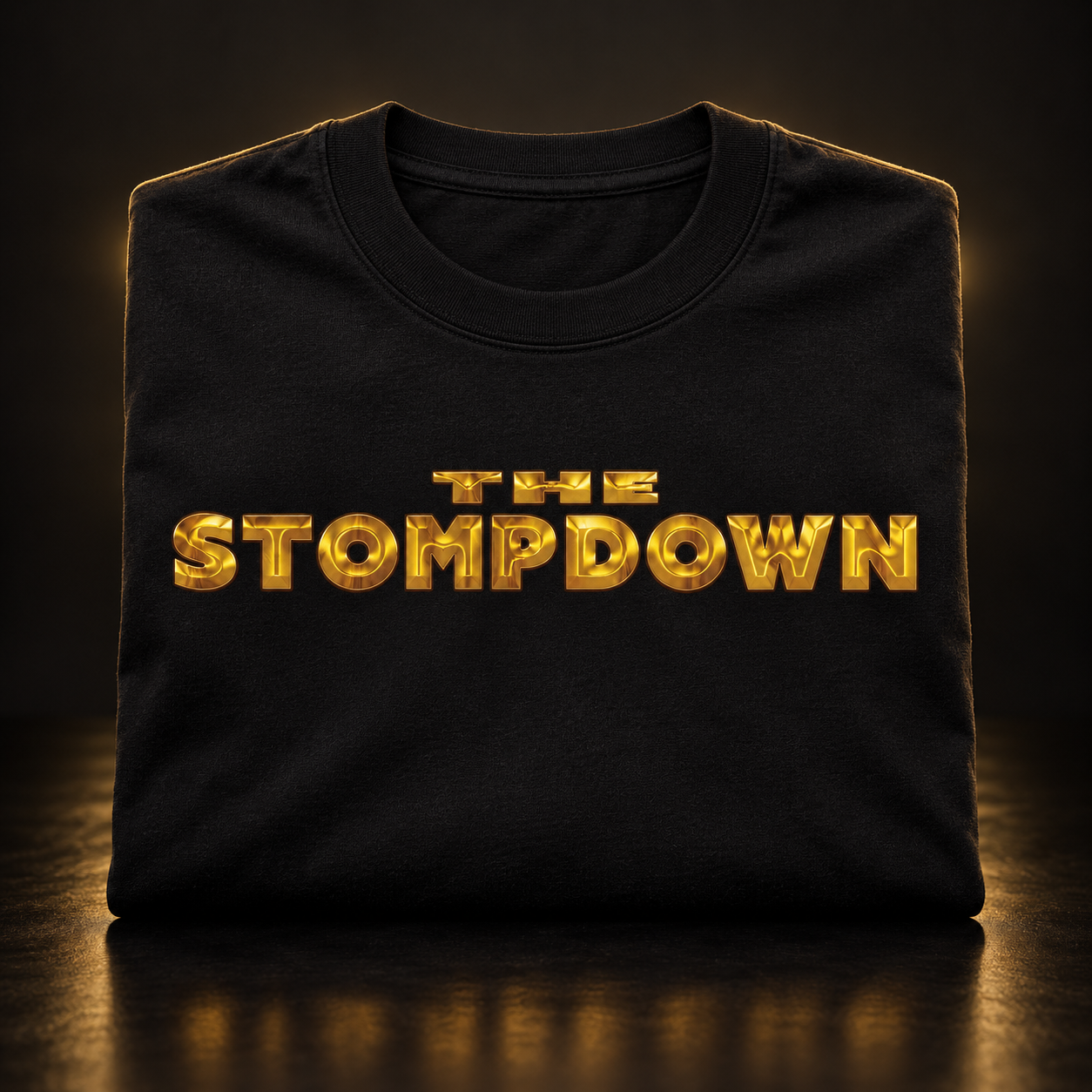Black Stompdown Signature Tee with a metallic-gold logo