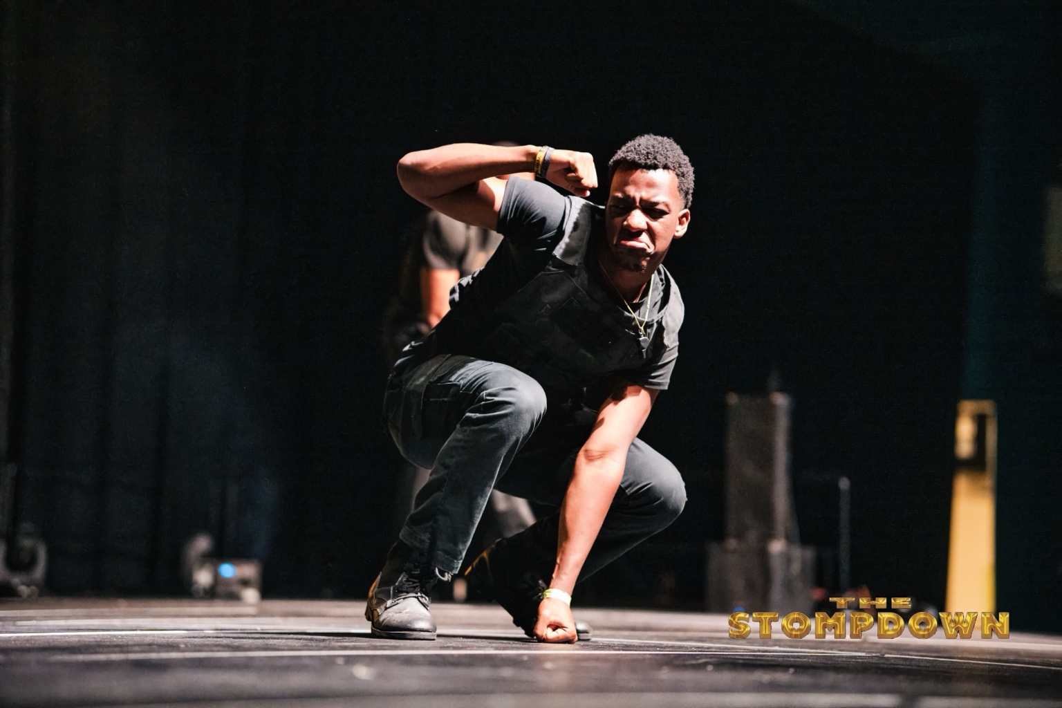 Solo performer in motion on The Stompdown stage